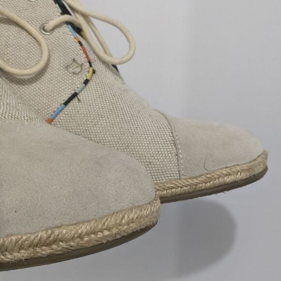 TOMS Womens 9.5 Wedges Tan Booties Whisper Desert Wedge Boot 9 1/2 Suede Shoes - Picture 14 of 14